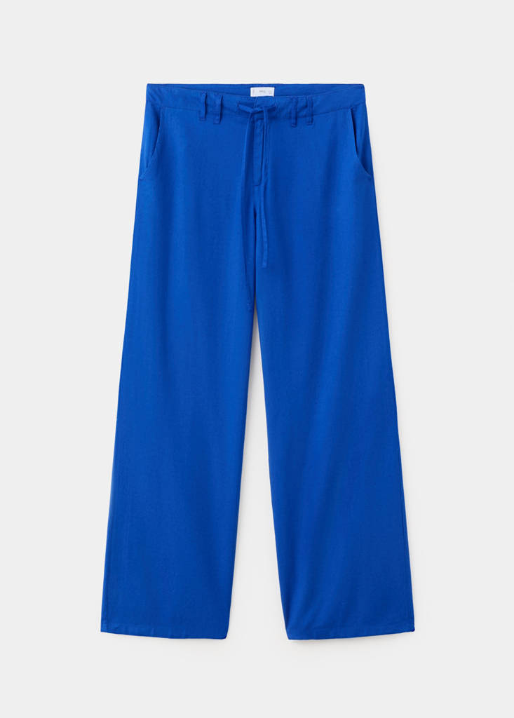 Linen-blend straight-fit trousers — Vibrant blue