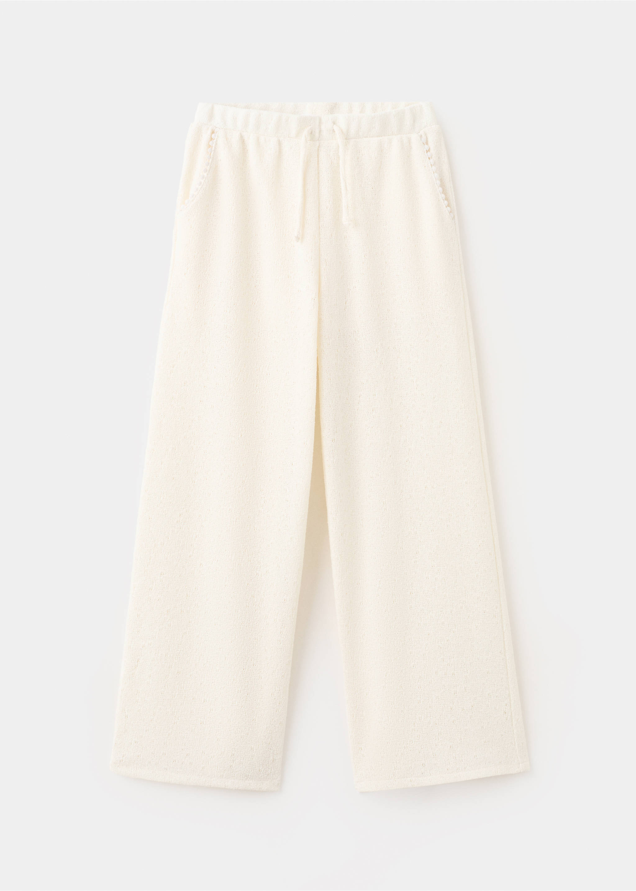 Straight knitted trousers - Article without model, Ecru. Ref: 27036351-00.