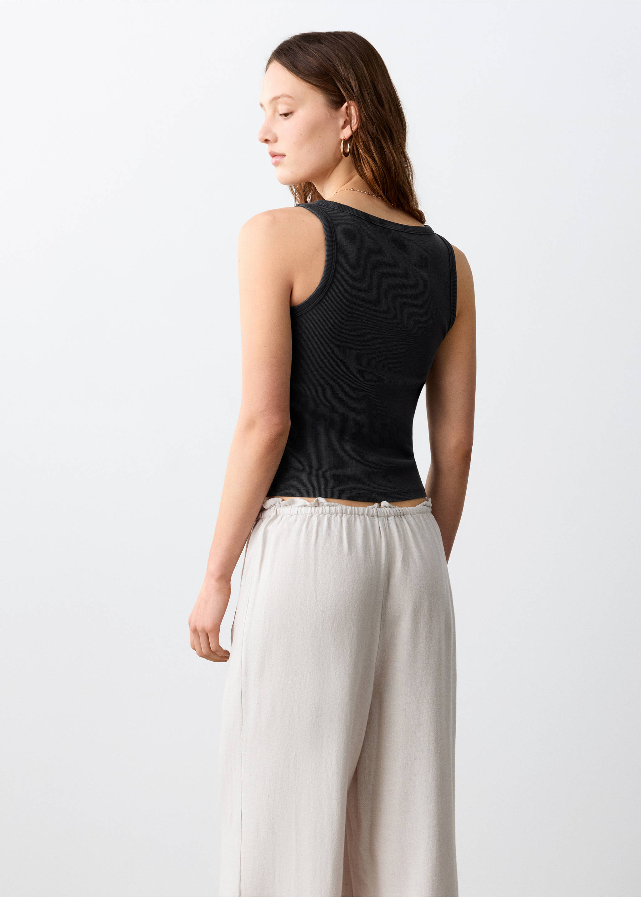 Essential cotton top - Reverse of the article, Charcoal. Ref: 27036353-00.