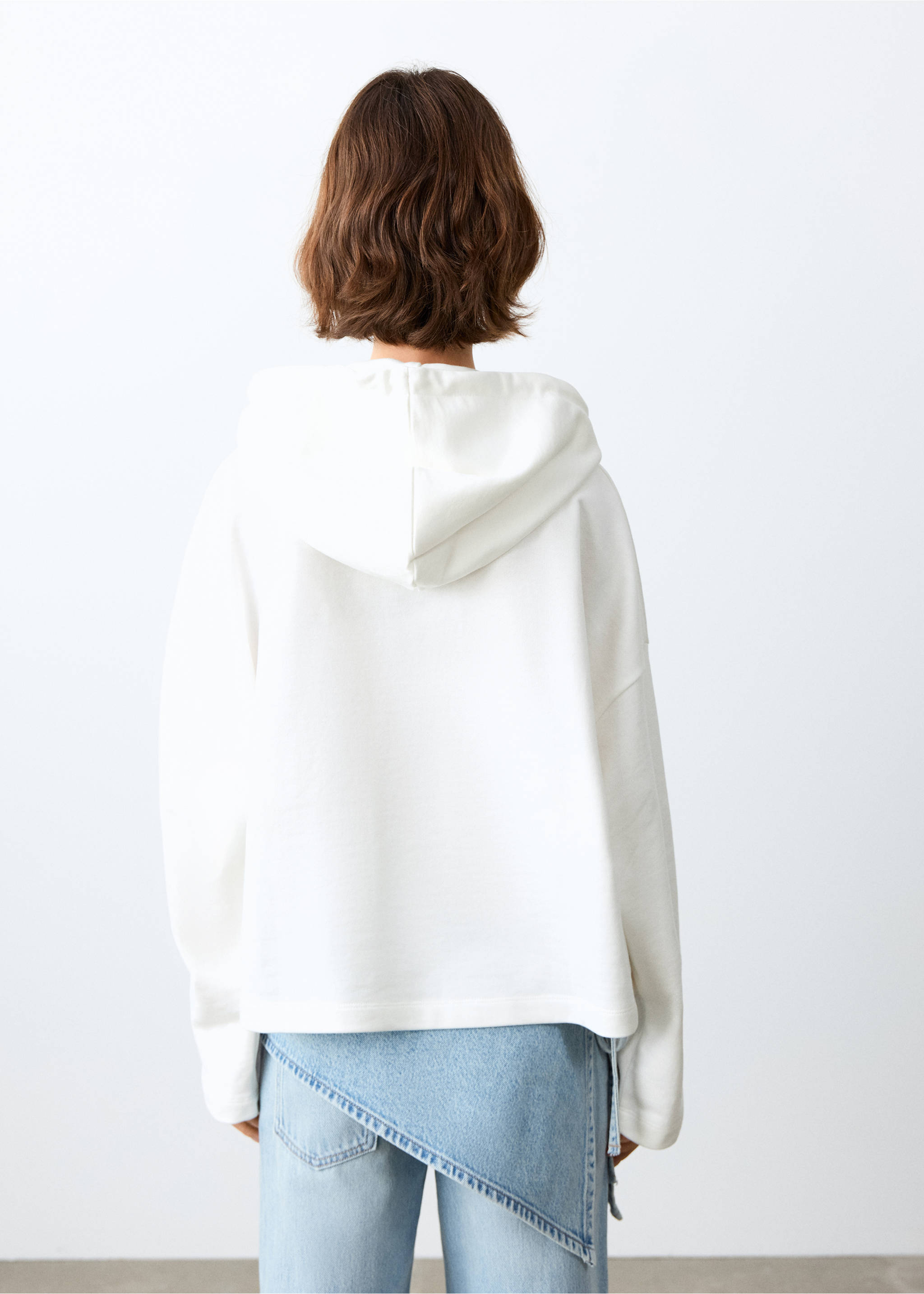 Message cotton sweatshirt - Reverse of the article, Off White. Ref: 27036356-00.