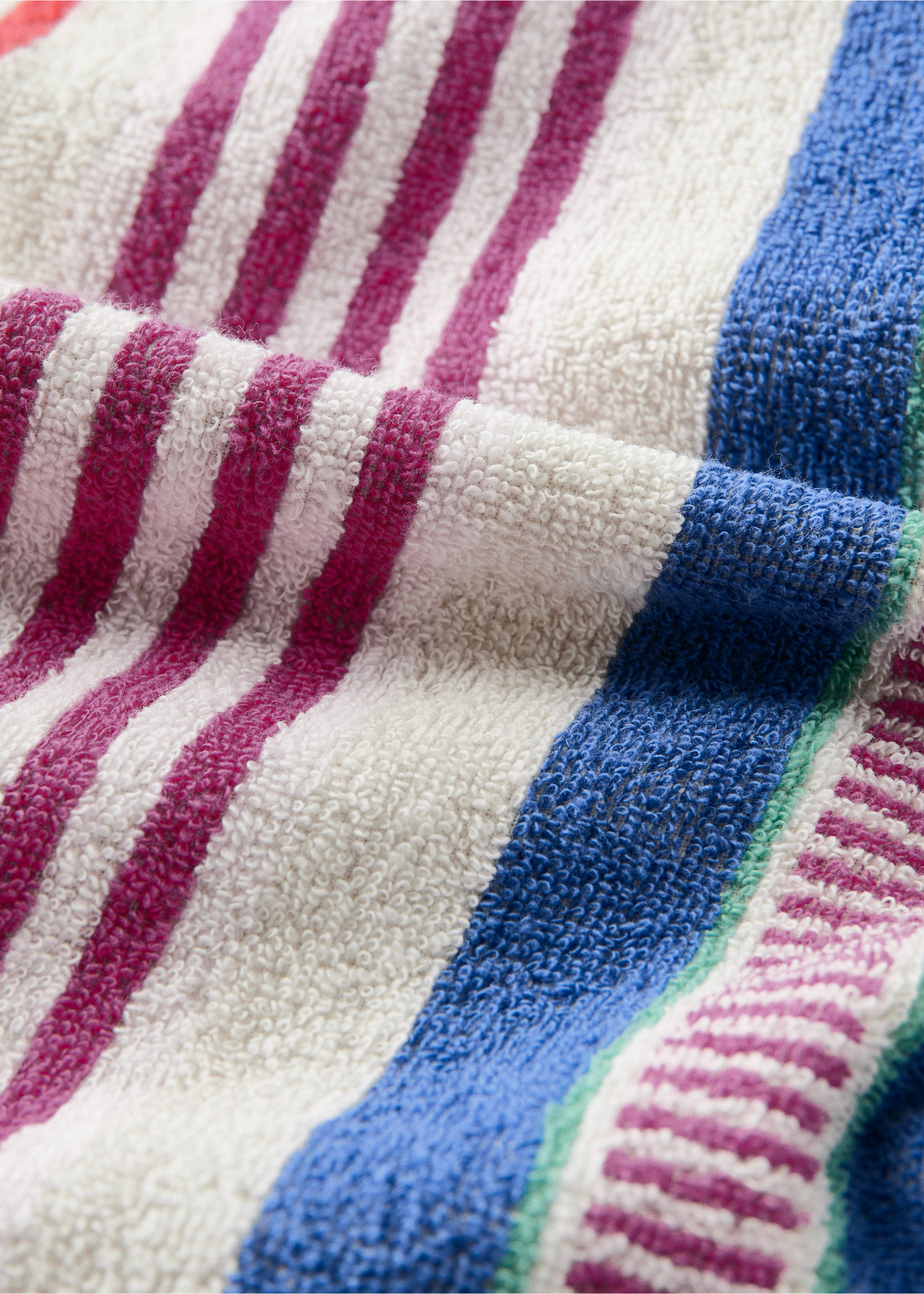 Baumwoll-Frottee-Strandtuch mit mehrfarbigen Streifen - Detail des Artikels 1, Ecru. Ref: 27036358-00.