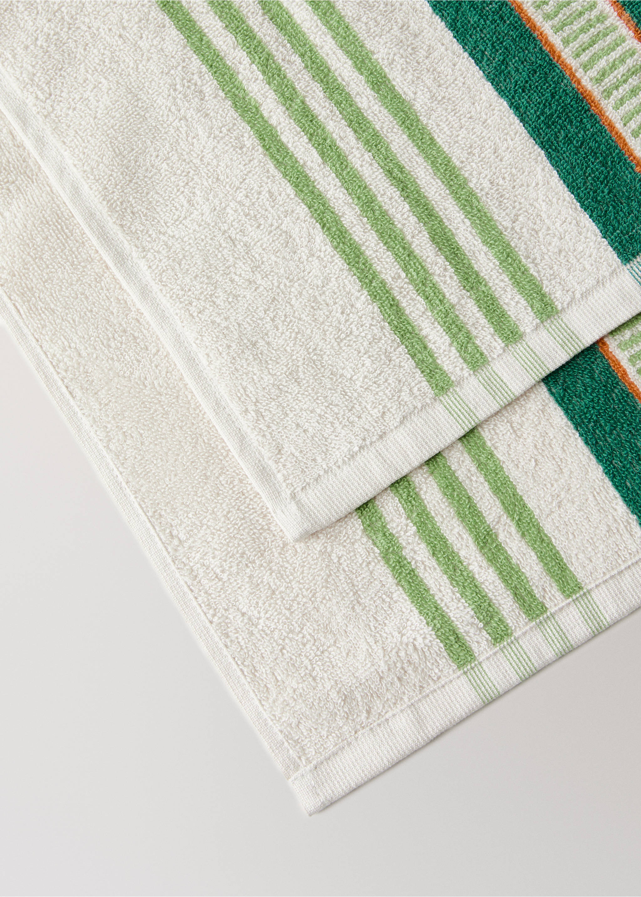 Baumwoll-Frottee-Strandtuch mit mehrfarbigen Streifen - Detail des Artikels 2, Ecru. Ref: 27036358-00.