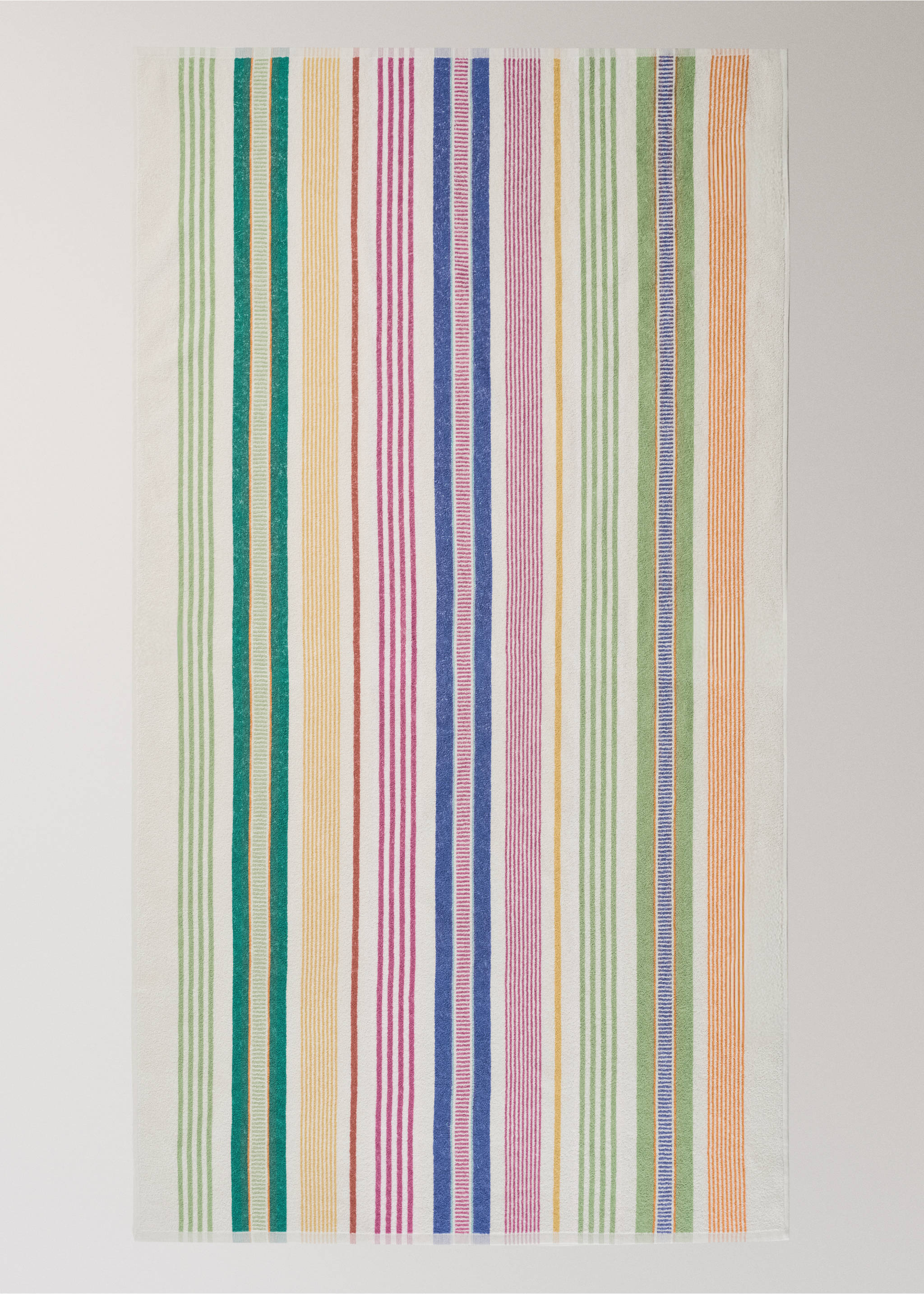 Baumwoll-Frottee-Strandtuch mit mehrfarbigen Streifen - Detail des Artikels 3, Ecru. Ref: 27036358-00.