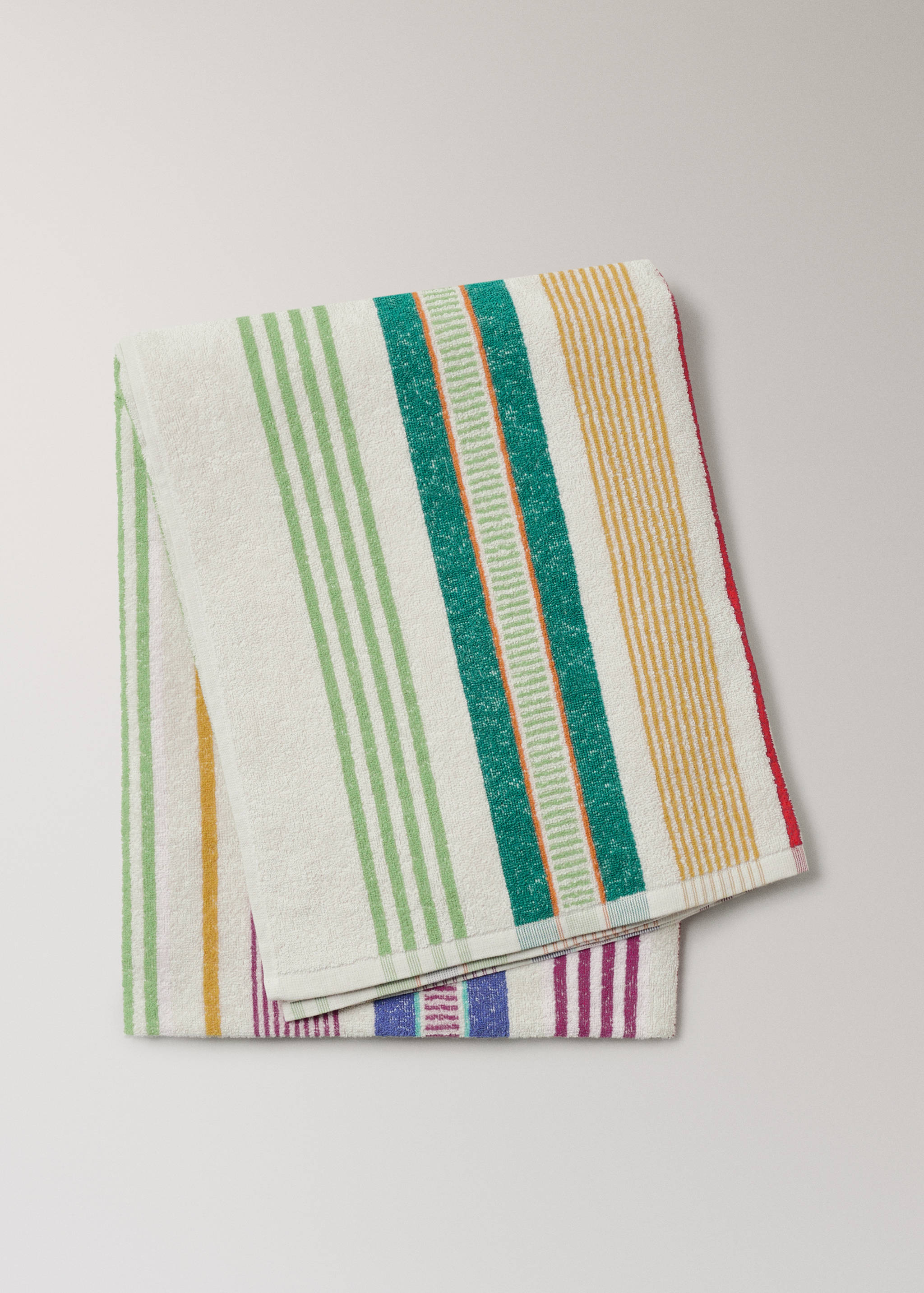 Multicoloured striped cotton terry beach towel - Article without model