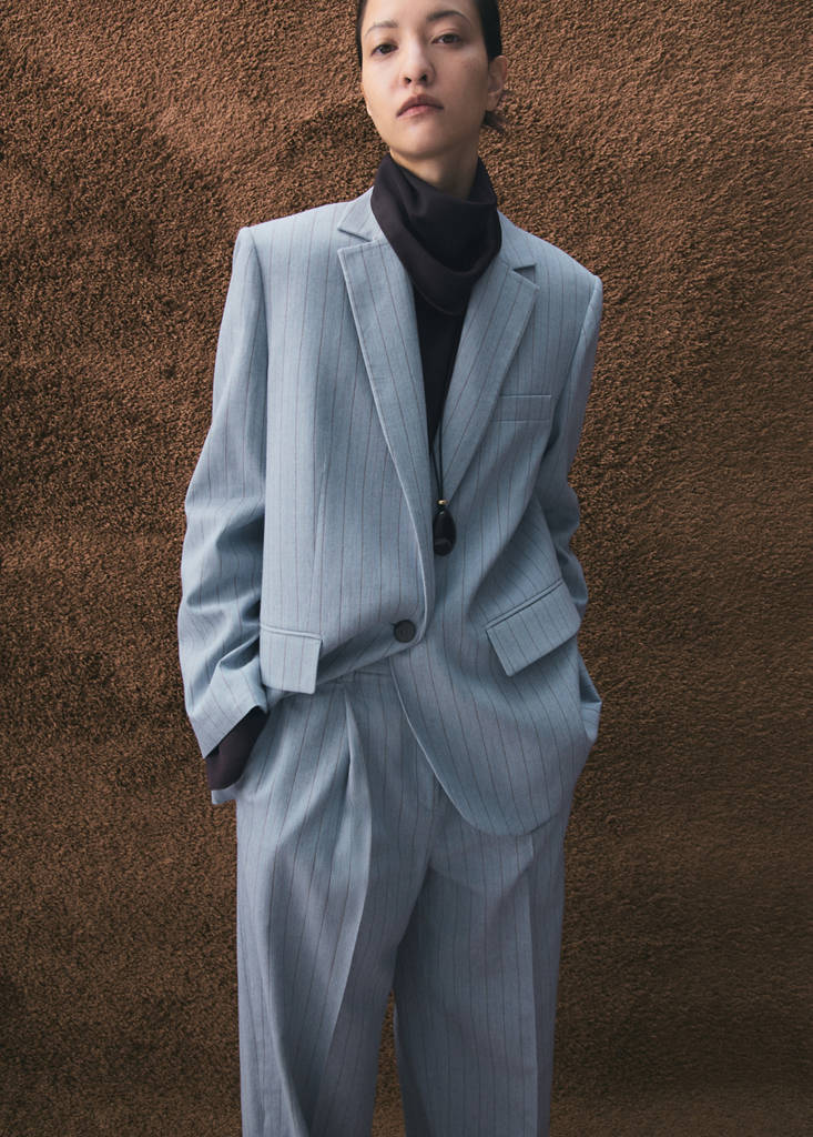 Pinstripe suit blazer — Blue