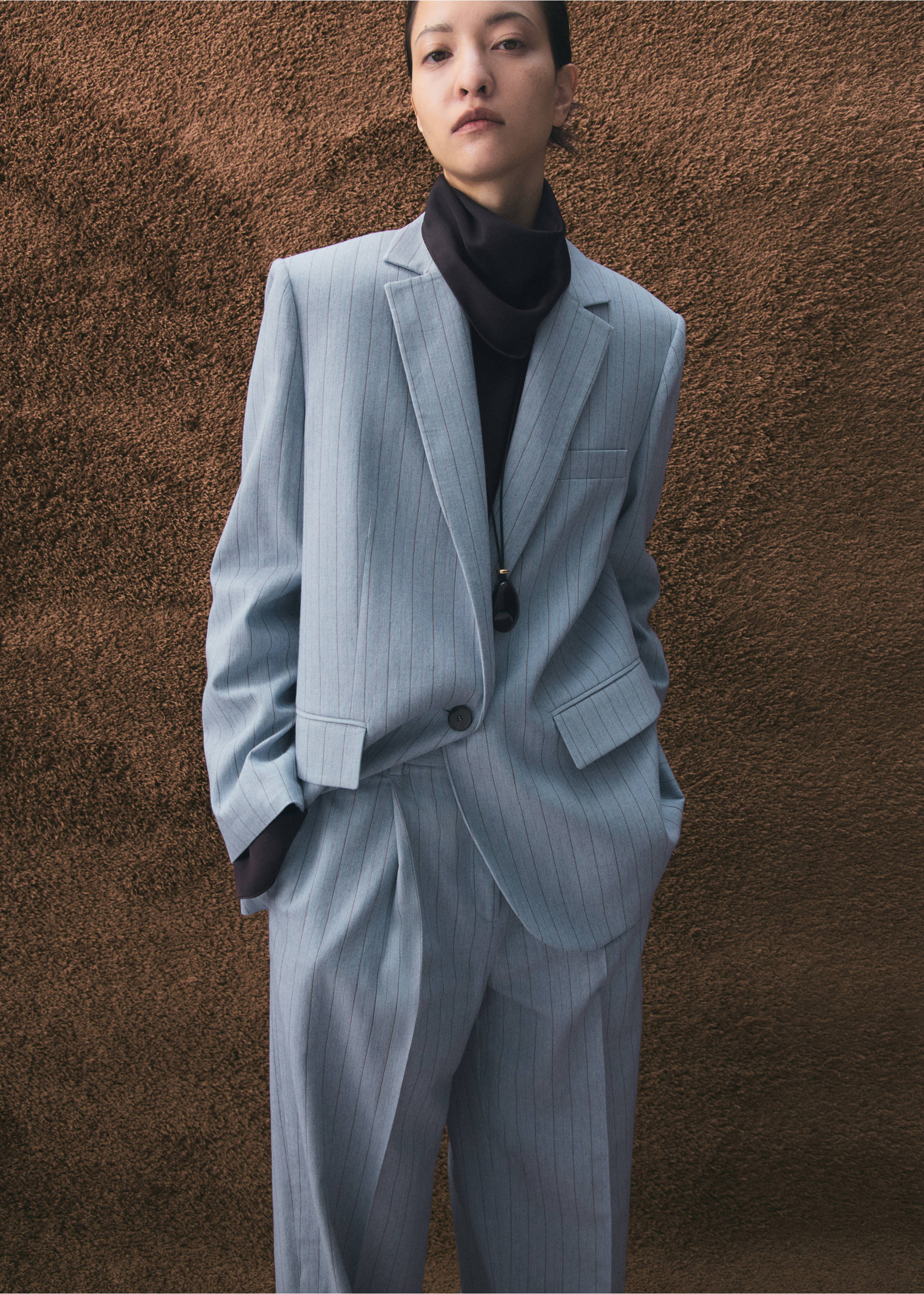 Blazer costume rayures tennis - Plan moyen, Bleu. Ref: 27036362-00.