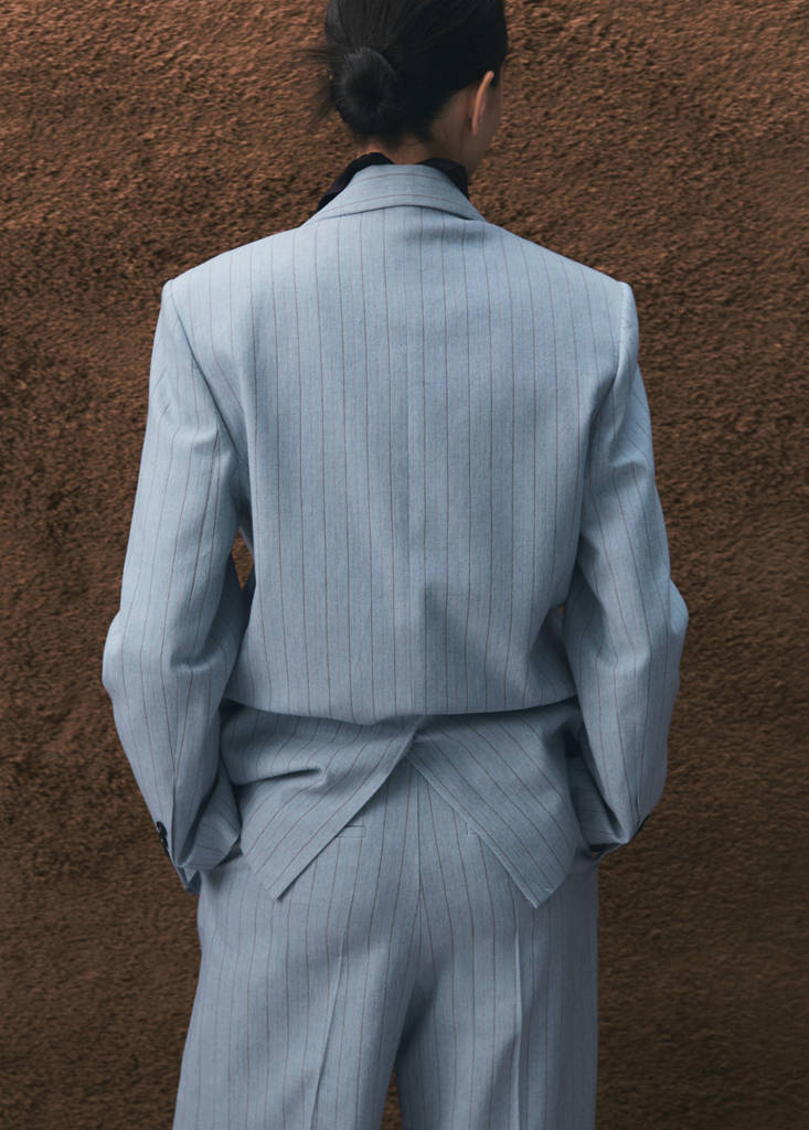 Pinstripe suit blazer — Blue