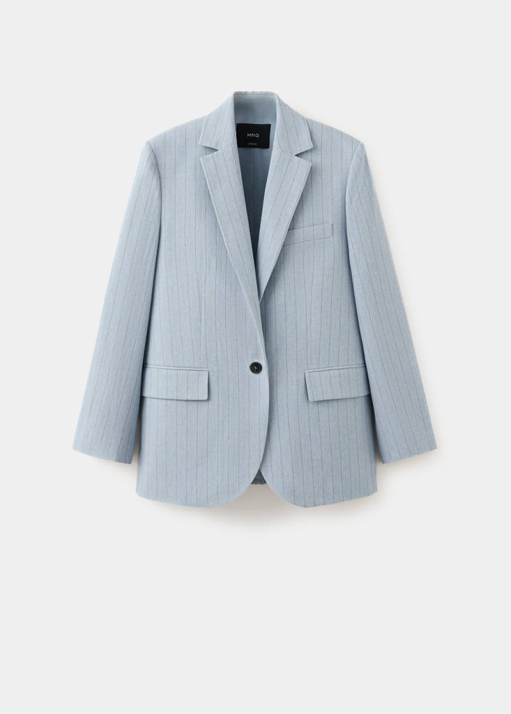 Pinstripe suit blazer — Blue
