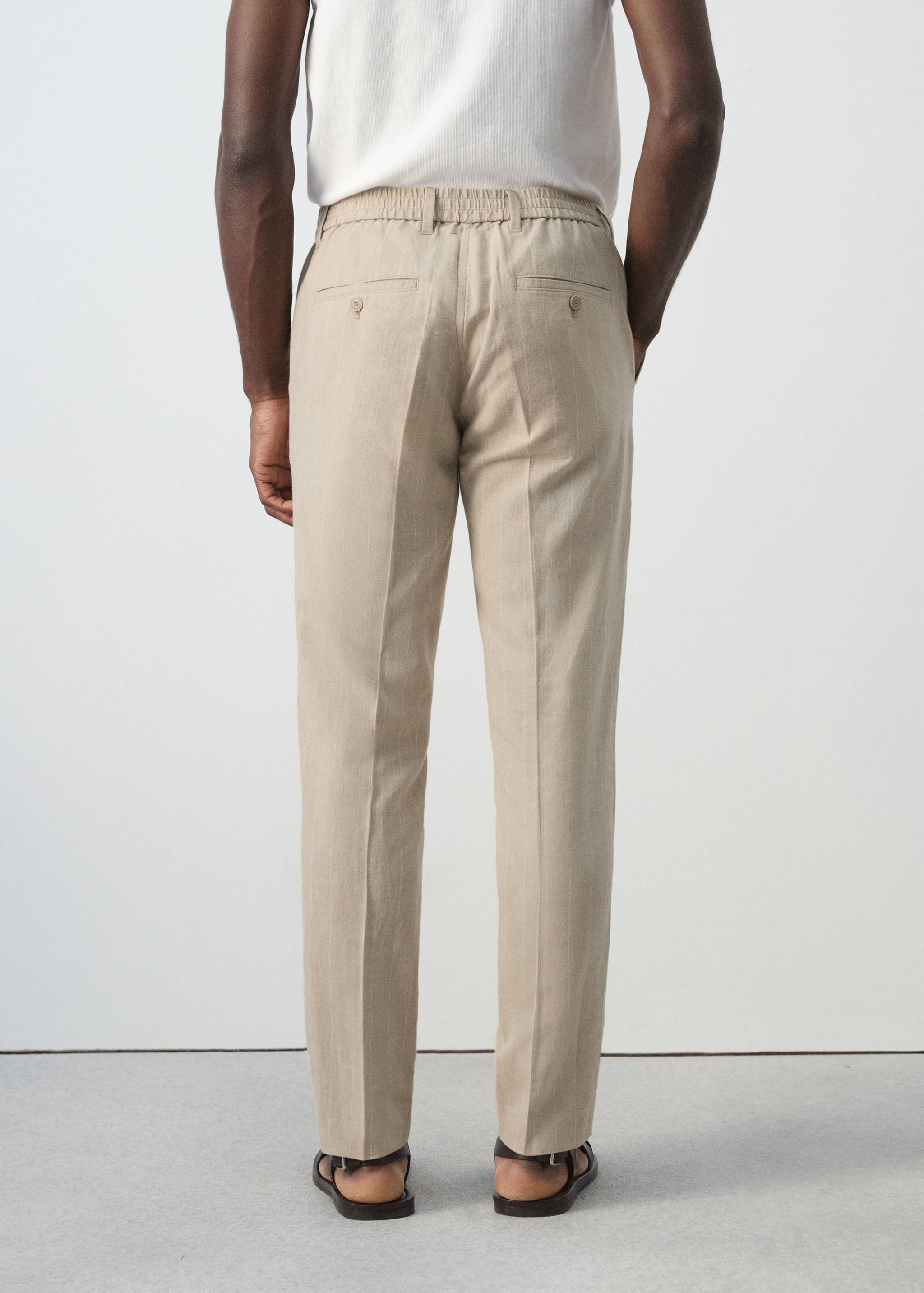 Cotton linen slim fit striped trousers - Reverse of the article