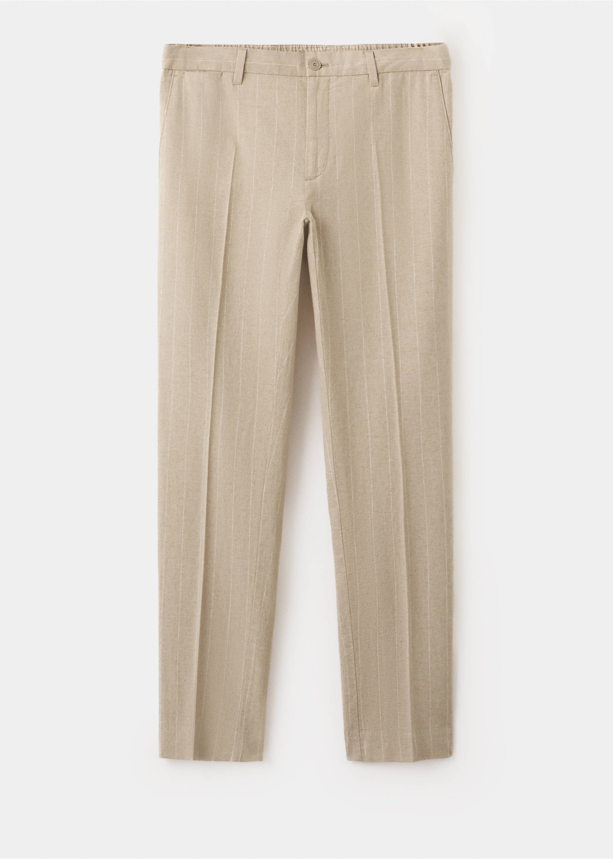 Cotton linen slim fit striped trousers - Article without model, Beige. Ref: 27036710-00.