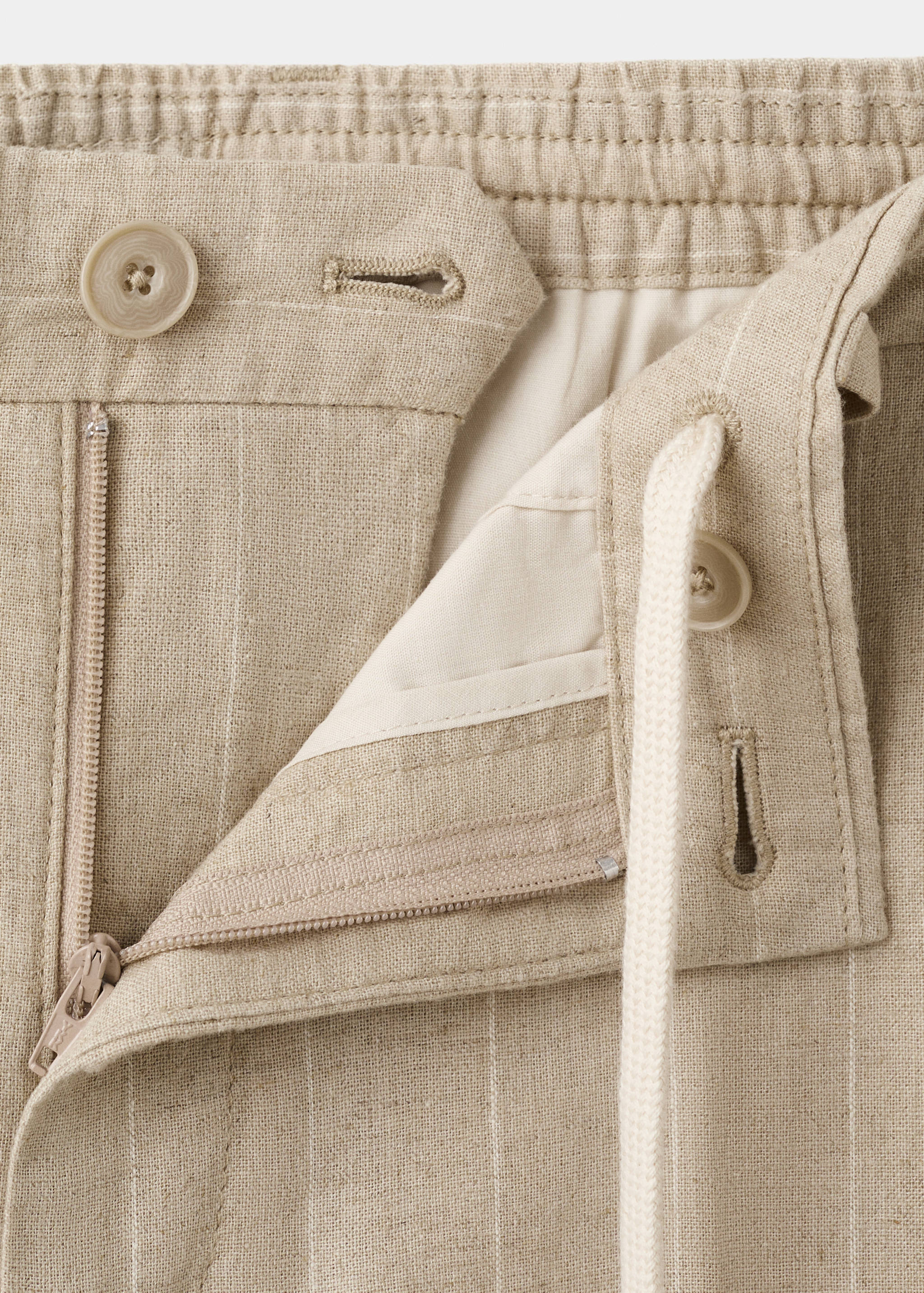 Cotton linen slim fit striped trousers - Details of the article 8