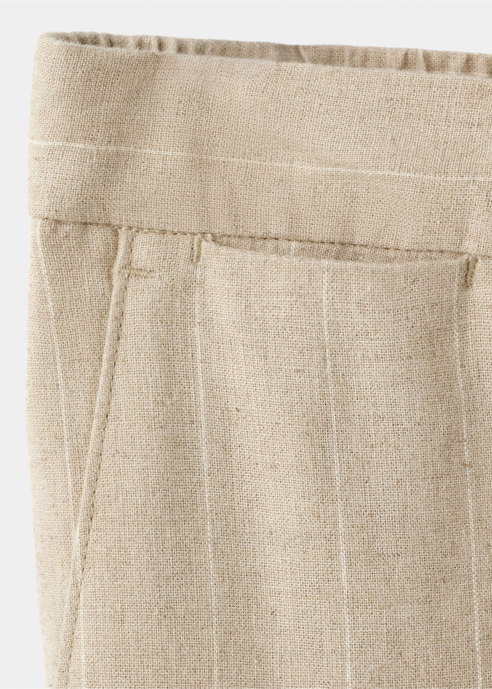 Cotton linen slim fit striped trousers - Details of the article 0, Beige. Ref: 27036710-00.