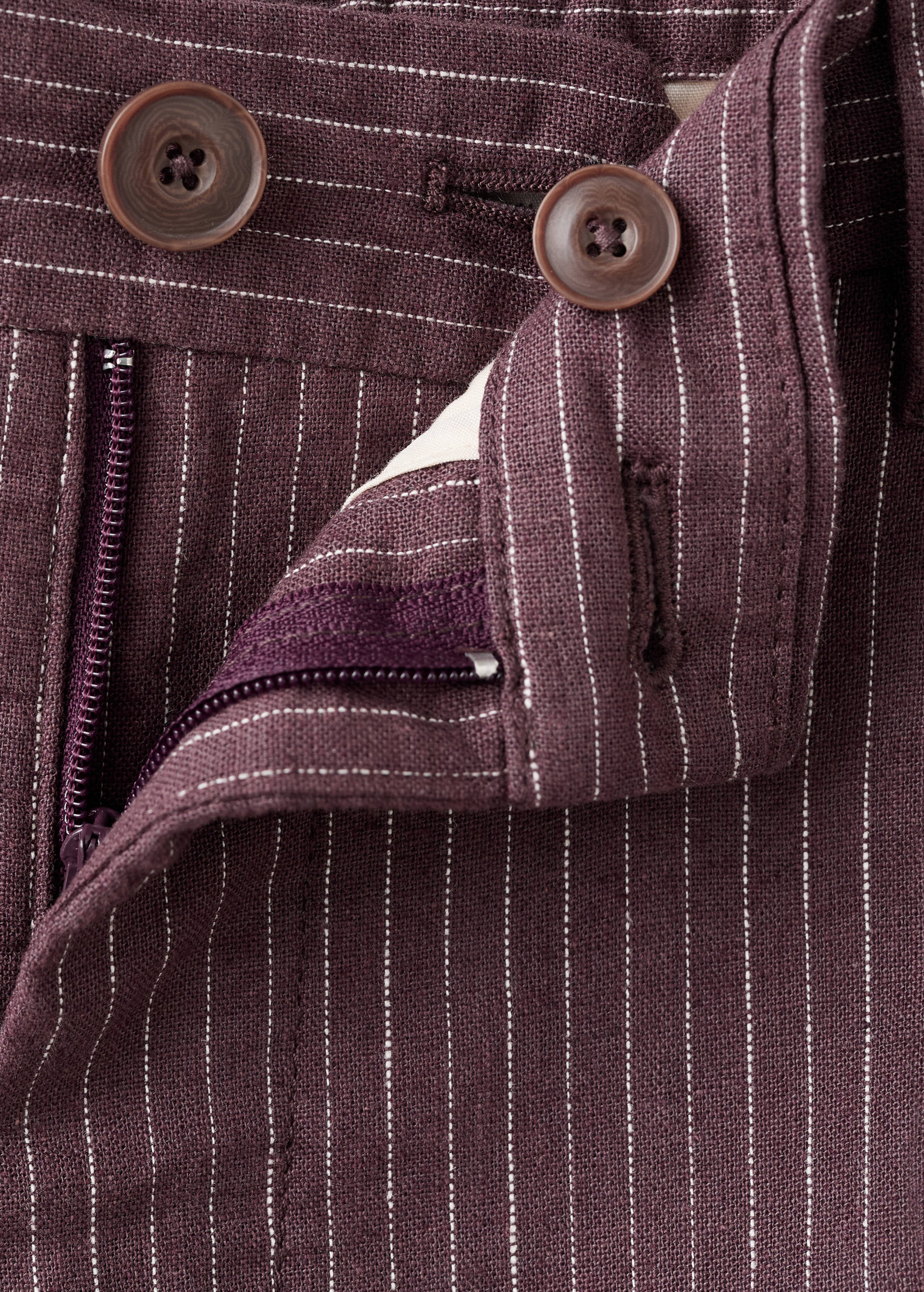 Cotton linen slim fit striped trousers - Details of the article 8