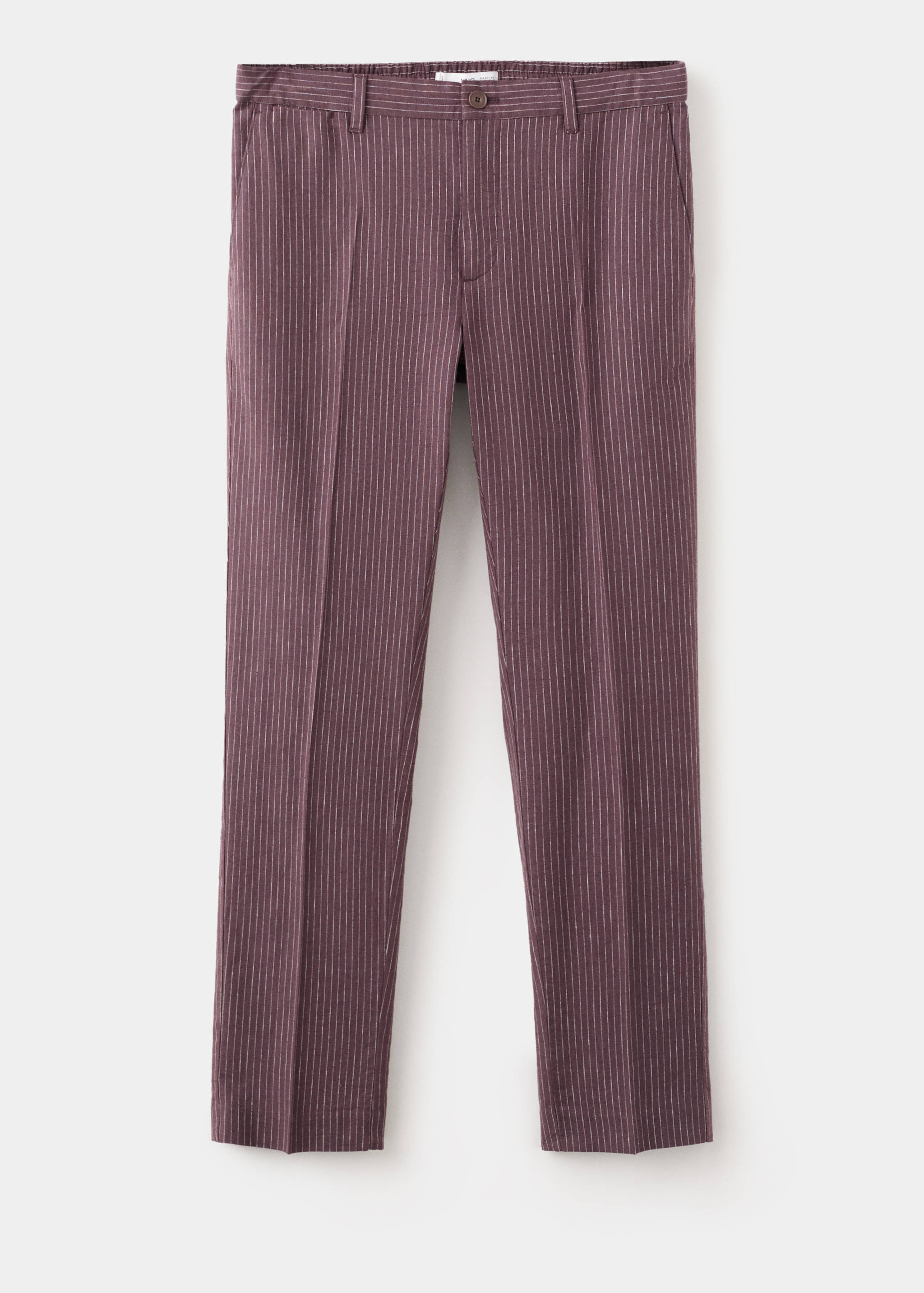 Celana slim fit linen katun motif salur - Barang tanpa model