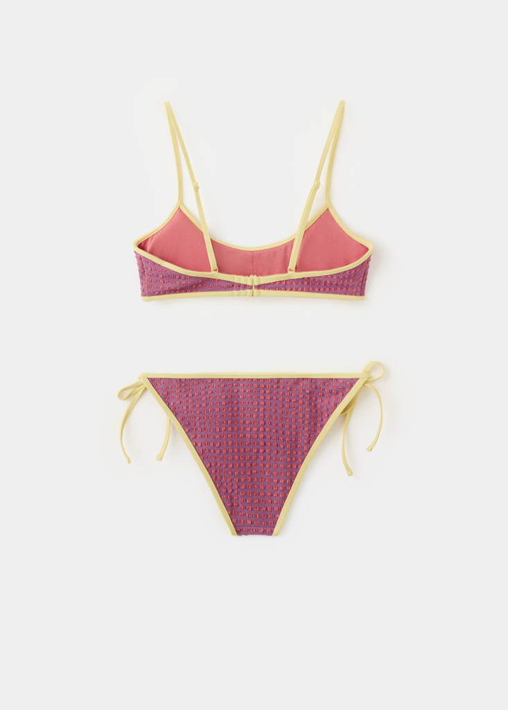 Textured bikini with medium-coverage bottoms — Orange
