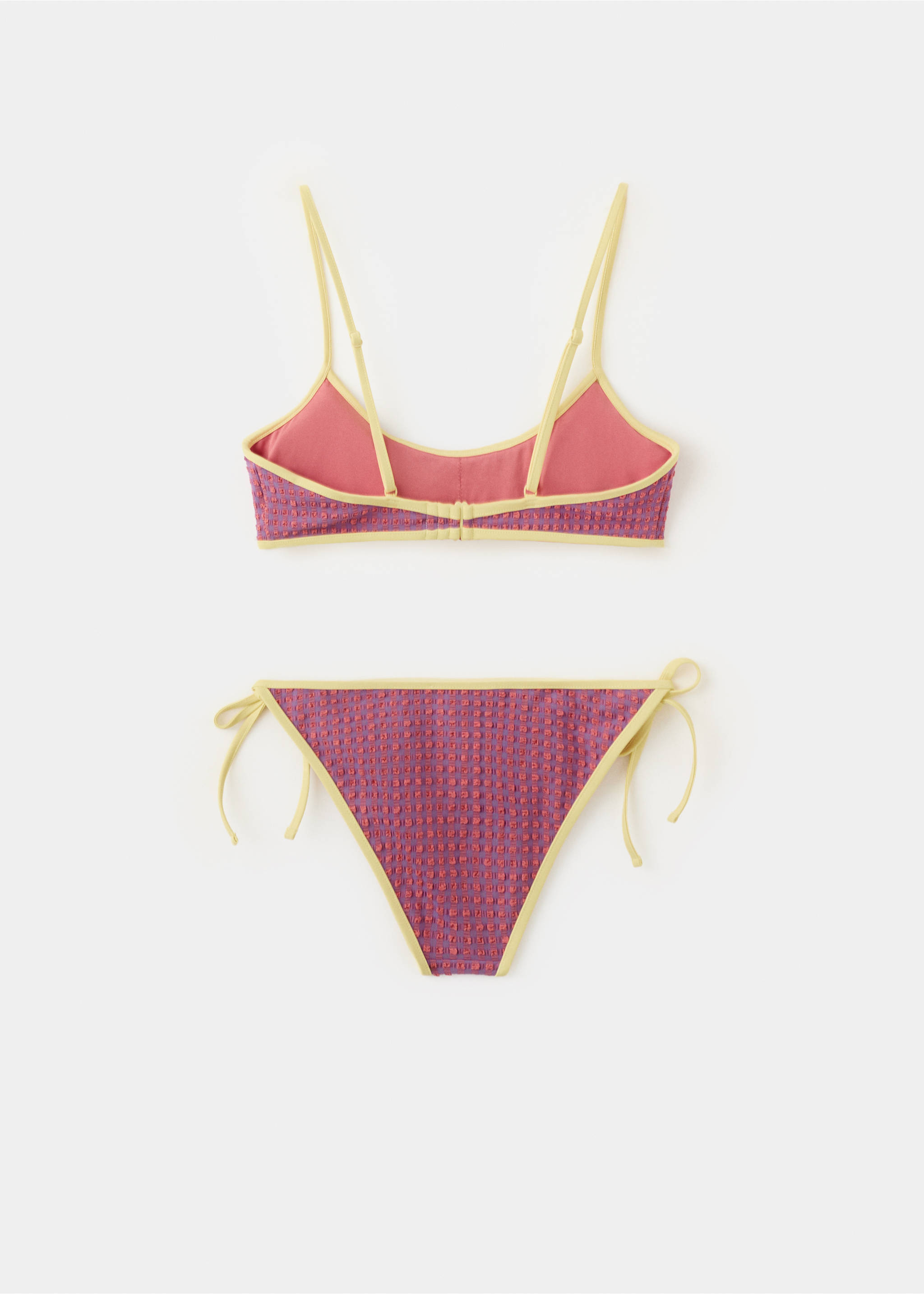 Bikini mit Textur, mittelhoher Slip - Rückseite des Artikels, Orange. Ref: 27036713-00.