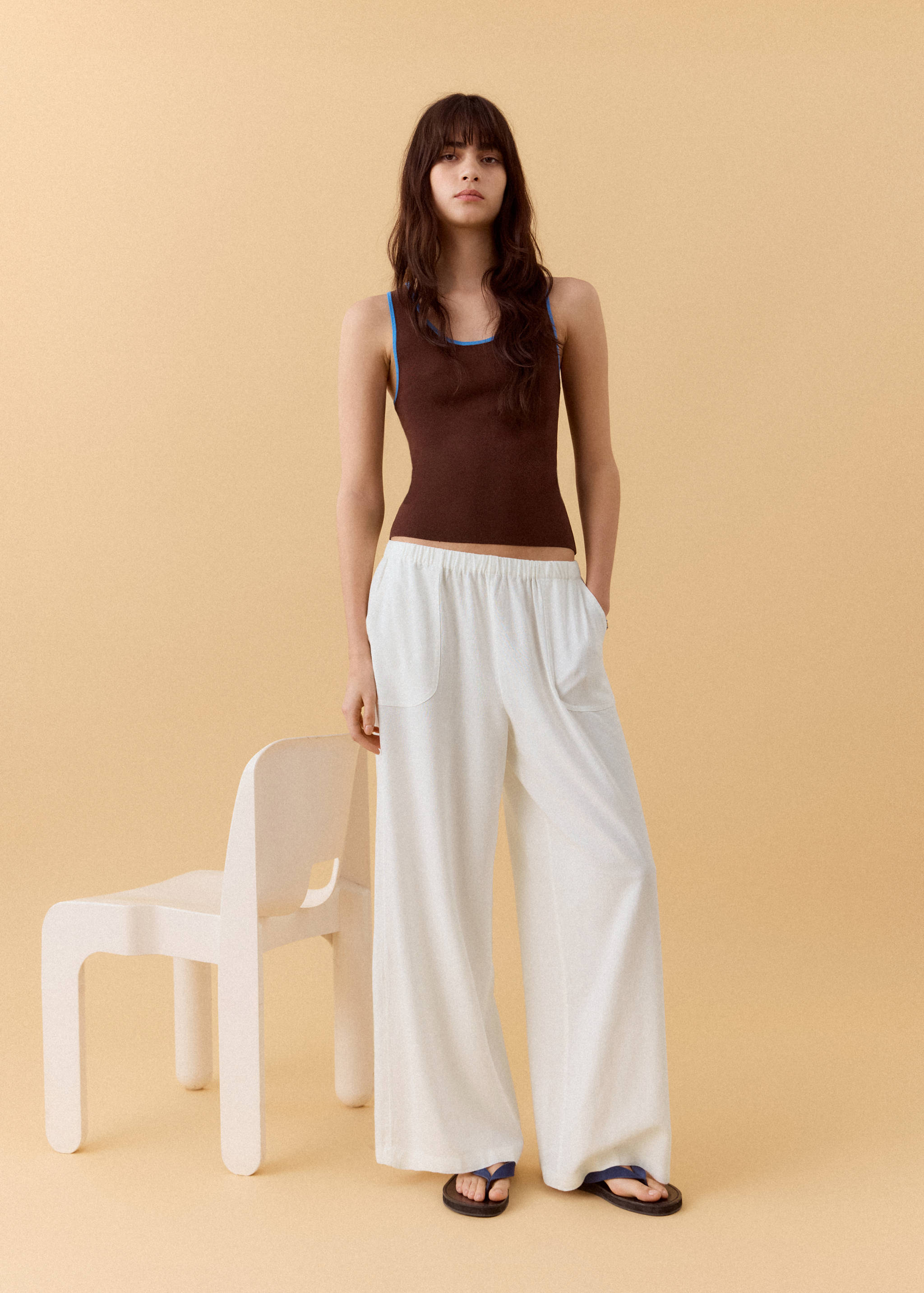 سروال مستقيم من مزيج الكتان - تفاصيل المنتج 4