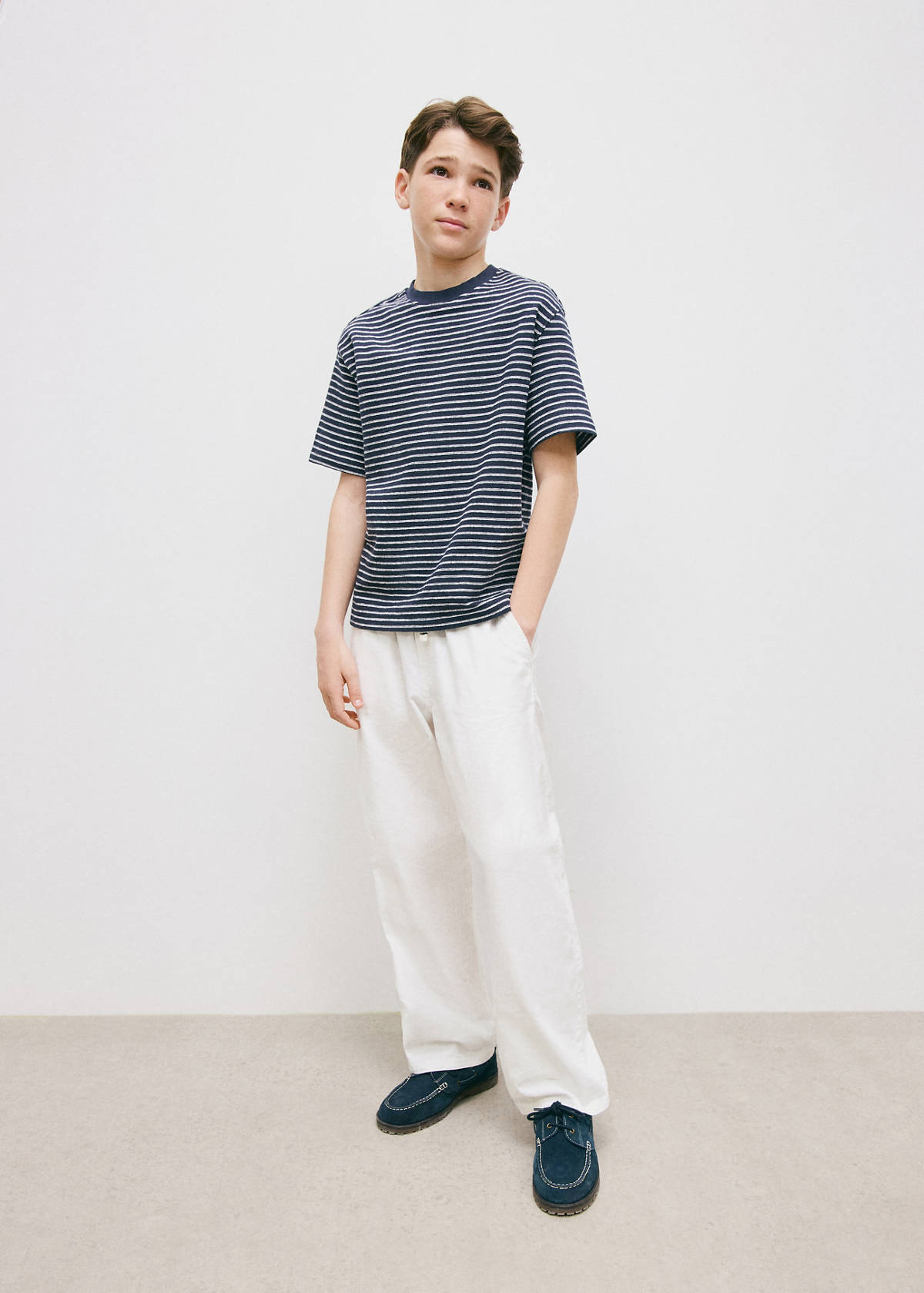 Cotton linen-blend trousers — White