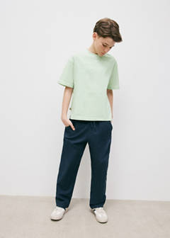 Cotton linen-blend trousers — Navy 2