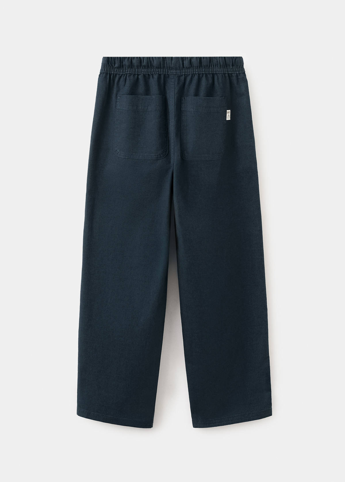 Cotton linen-blend trousers — Navy
