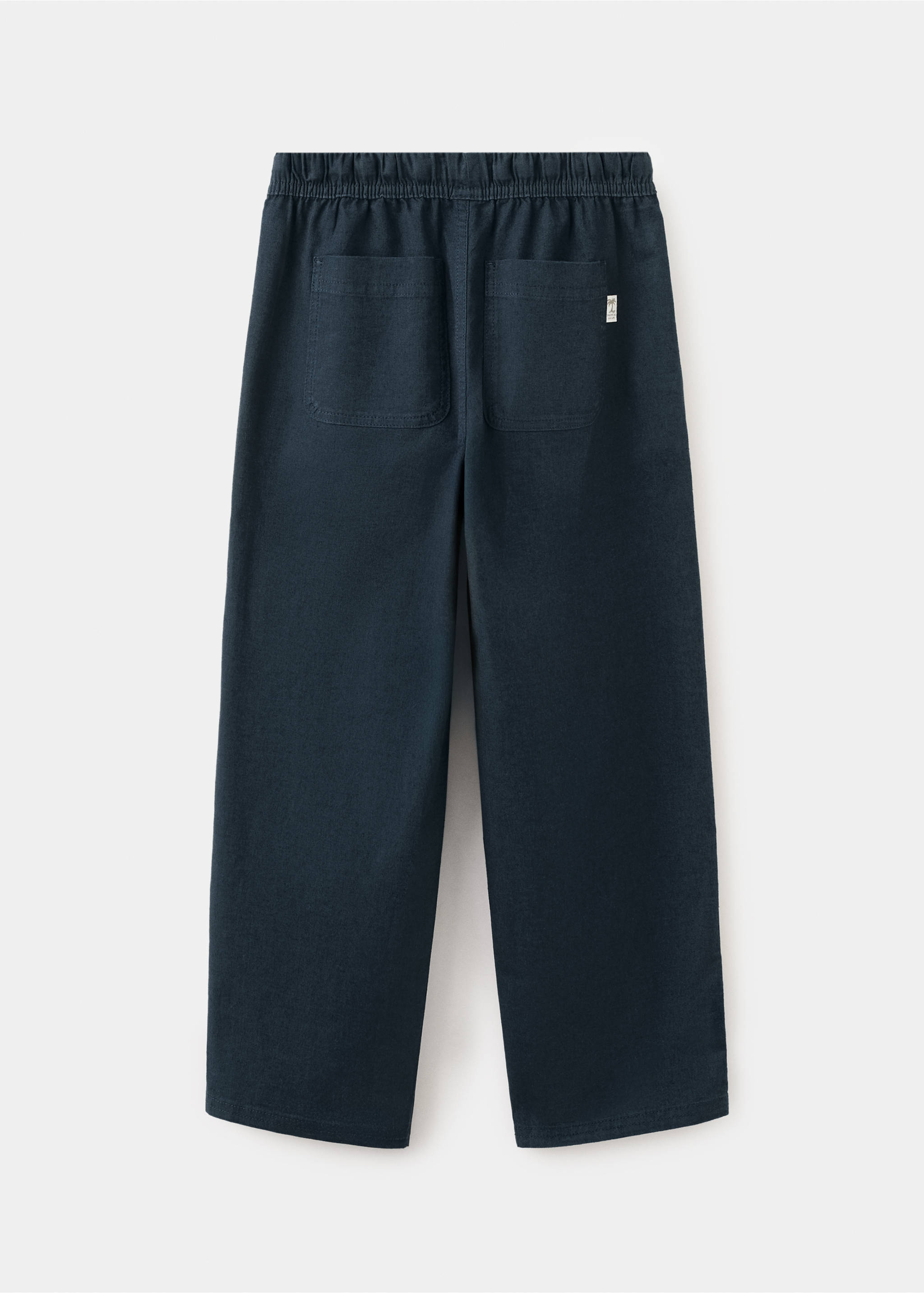 Cotton linen-blend trousers - Reverse of the article, Navy. Ref: 27036719-00.
