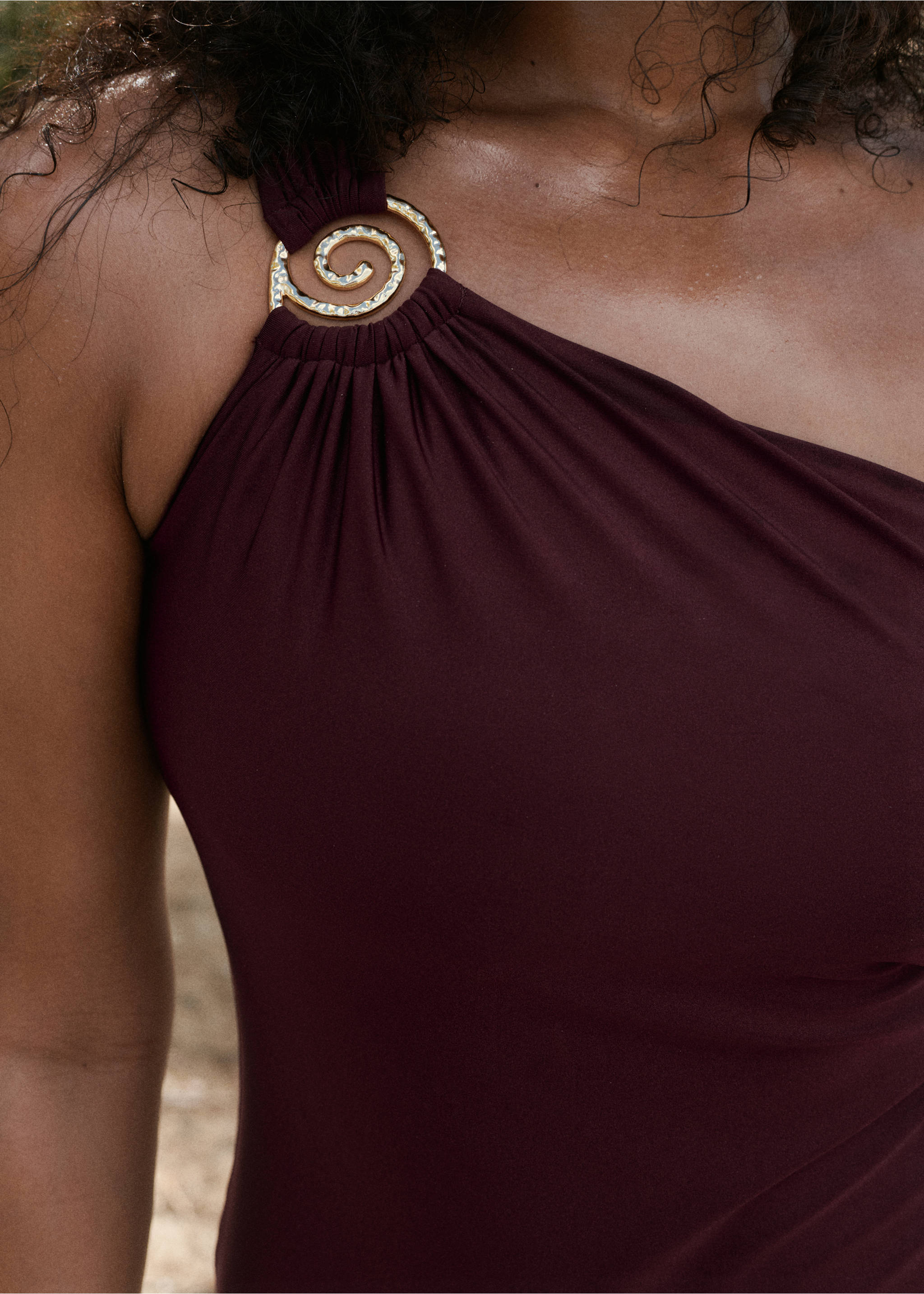 Асимметричный купальник с декоративным кольцом - Деталь изделия 6, Вино. Ref: 27036720-00.