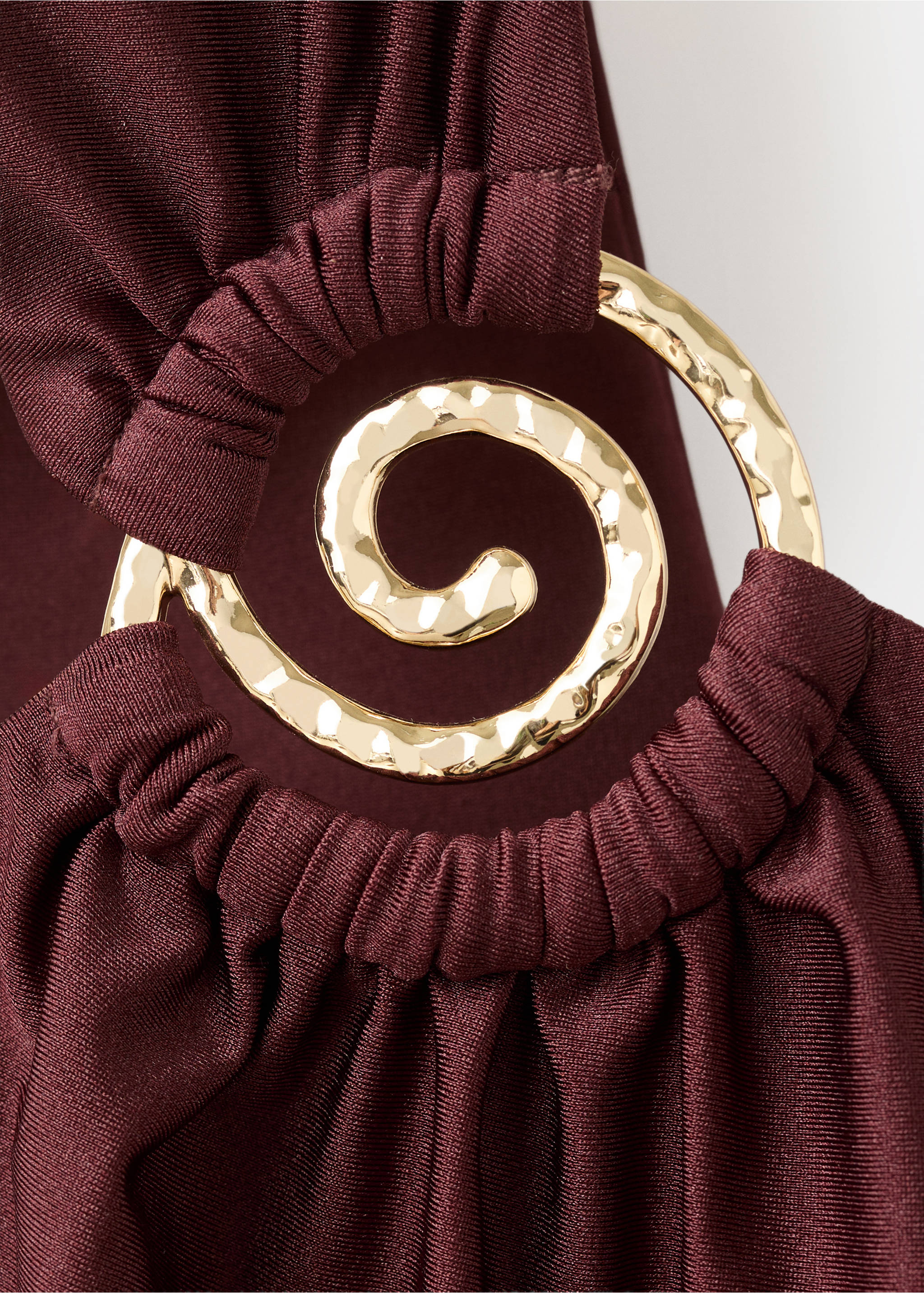 Asymmetric swimsuit with decorative ring - Details of the article 8, Wine. Ref: 27036720-00.