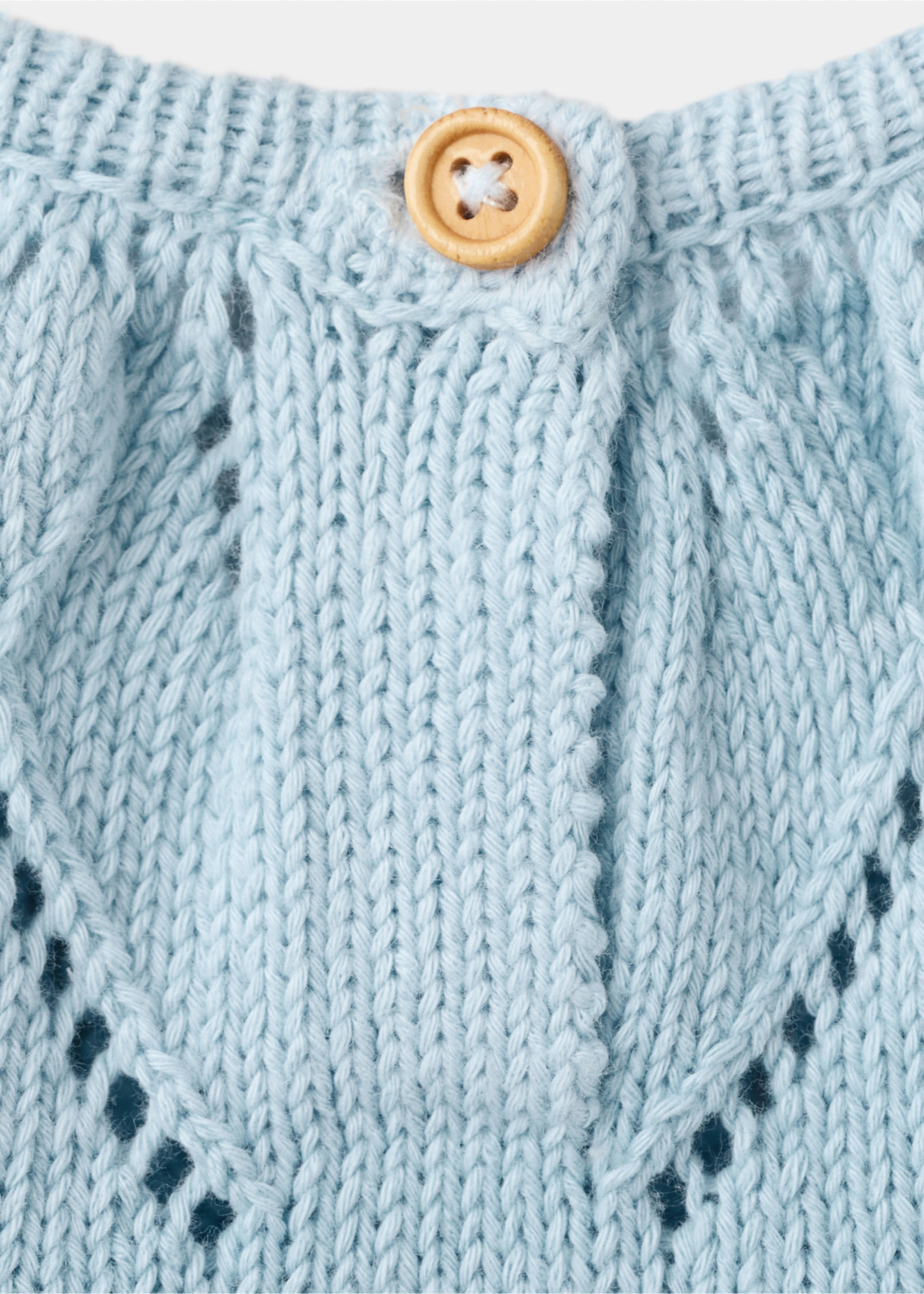 بذلة محبوكة بتفاصيل مخرمة - تفاصيل المنتج 8, أزرق سماوي. Ref: 27036723-00.