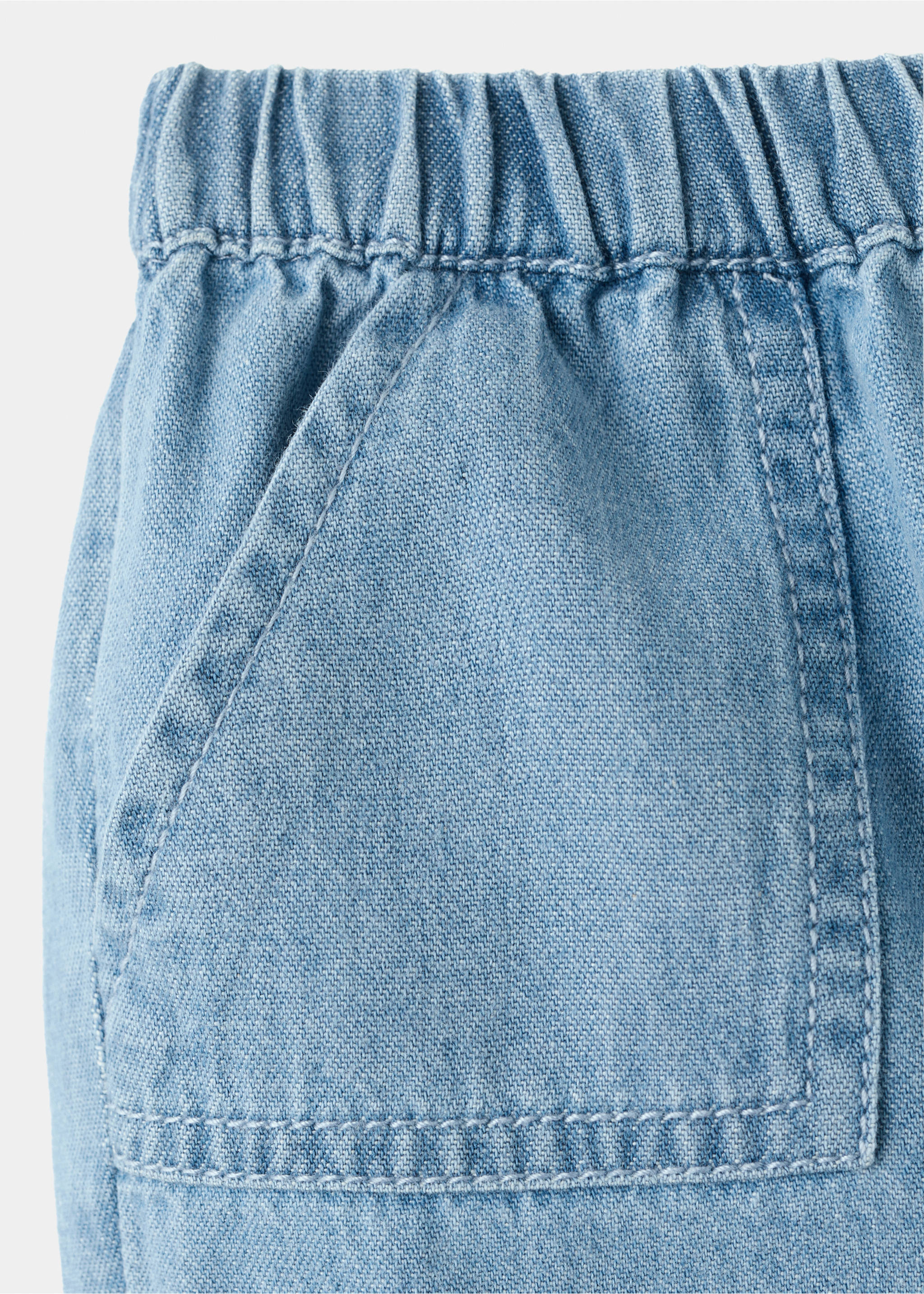 Shorts algodón efecto vaquero - Detalle del artículo 0, Azul claro. Ref: 27036724-00.