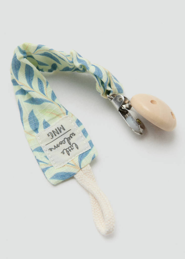 Floral cotton pacifier clip — Off White