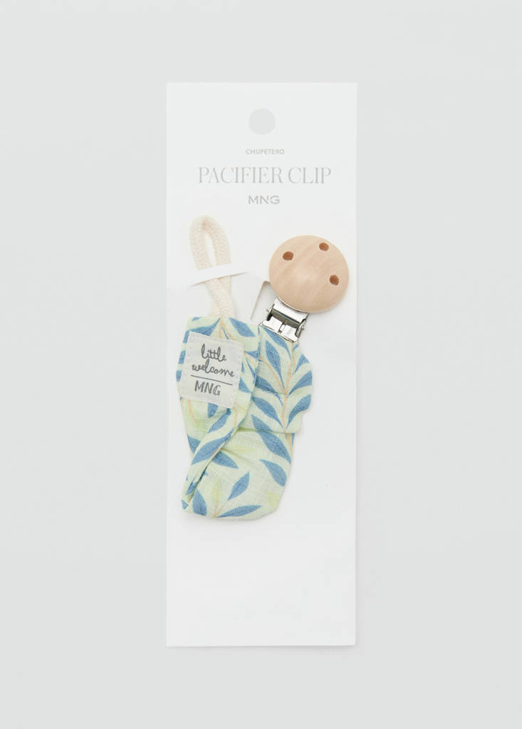 Floral cotton pacifier clip — Off White