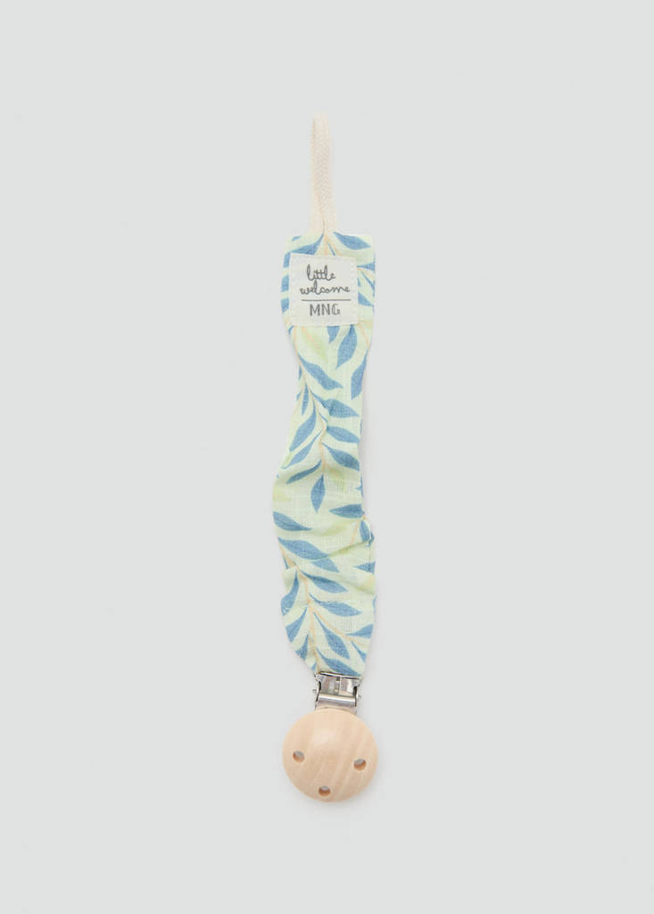Floral cotton pacifier clip — Off White