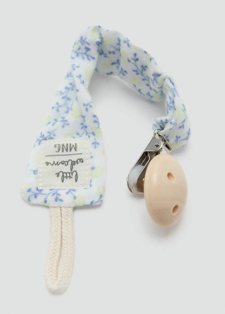 Floral cotton pacifier clip — Off White