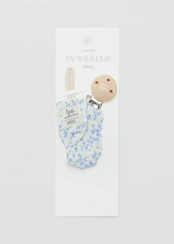 Floral cotton pacifier clip — Off White