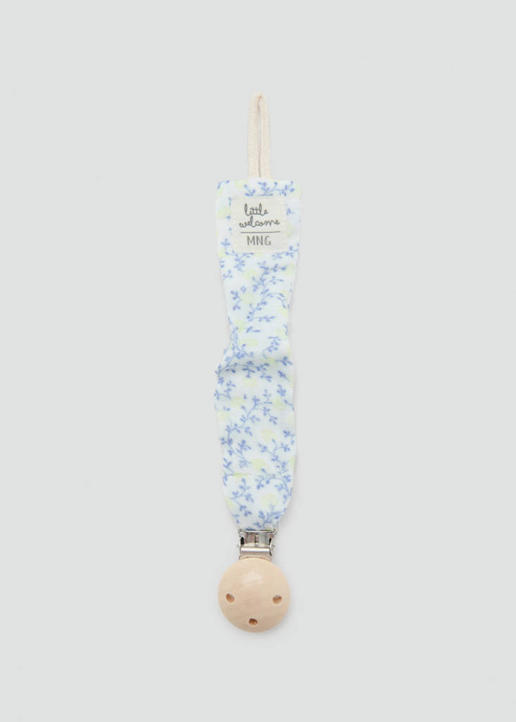 Floral cotton pacifier clip — Off White