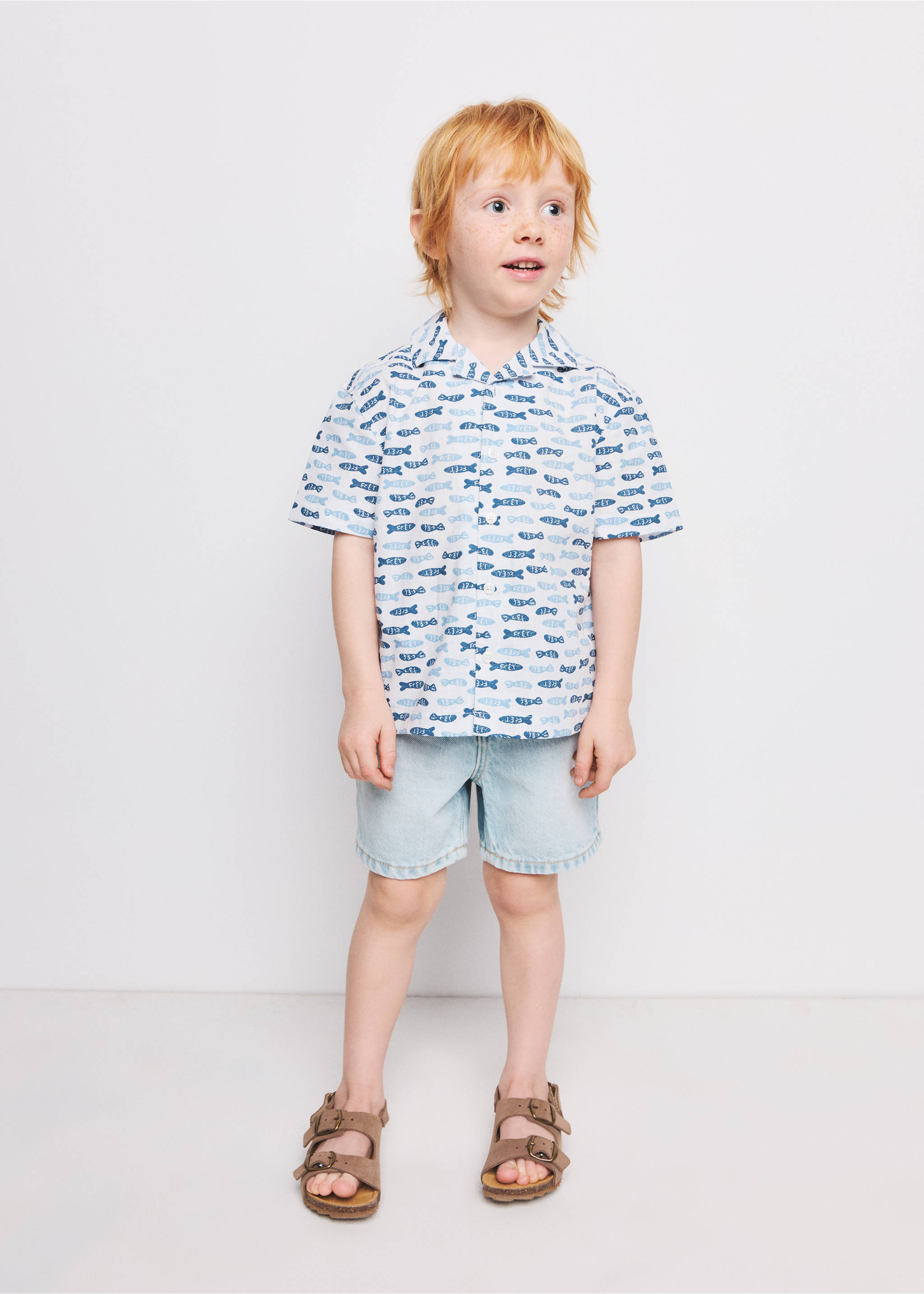 Kurzärmliges Printhemd - Allgemeine Ansicht, Himmelblau. Ref: 27036728-00.