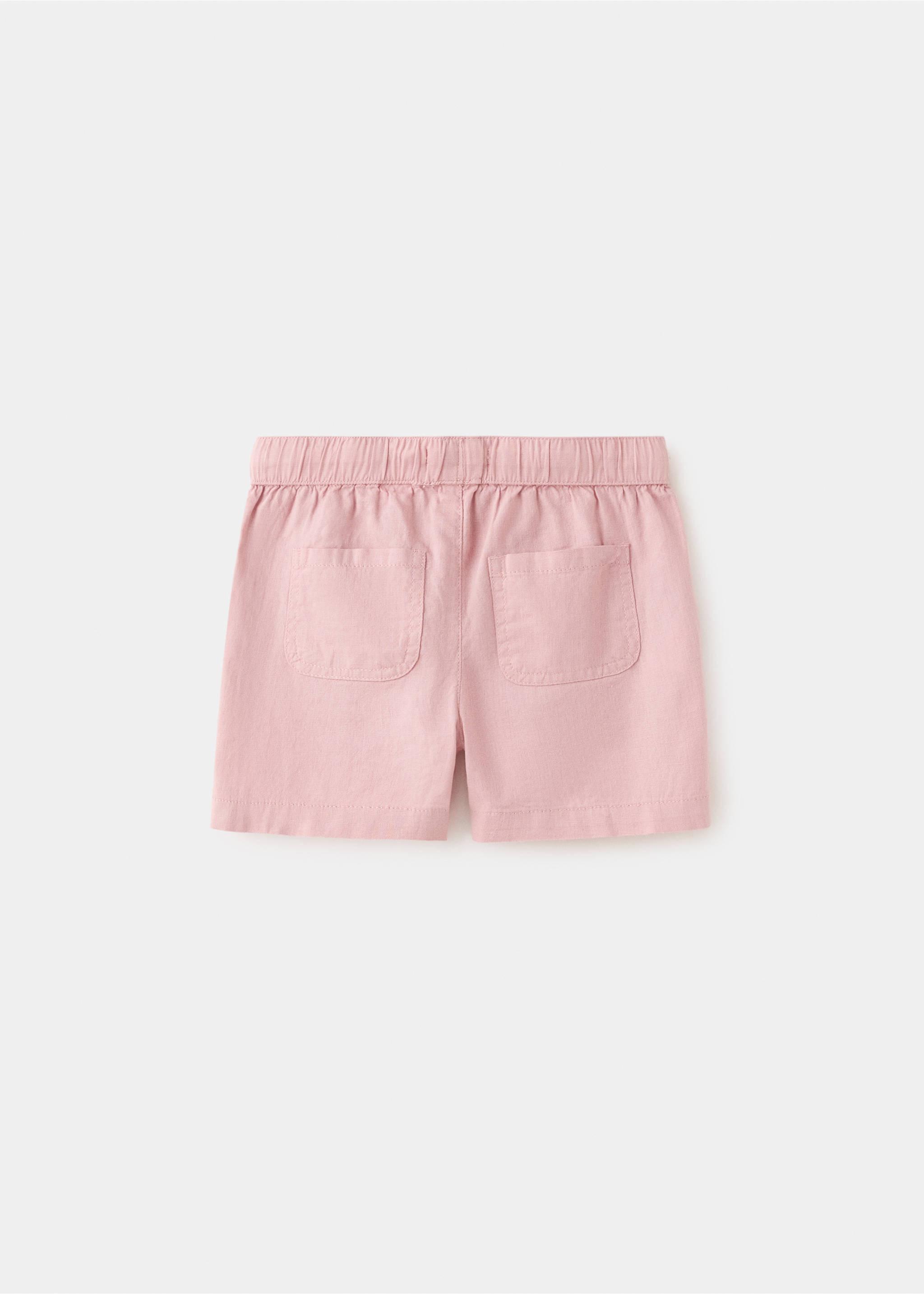 Linen-blend bermuda shorts with drawstring - Reverse of the article, Pink. Ref: 27036731-00.