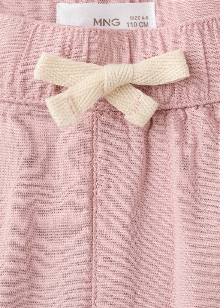 Linen-blend bermuda shorts with drawstring — Pink