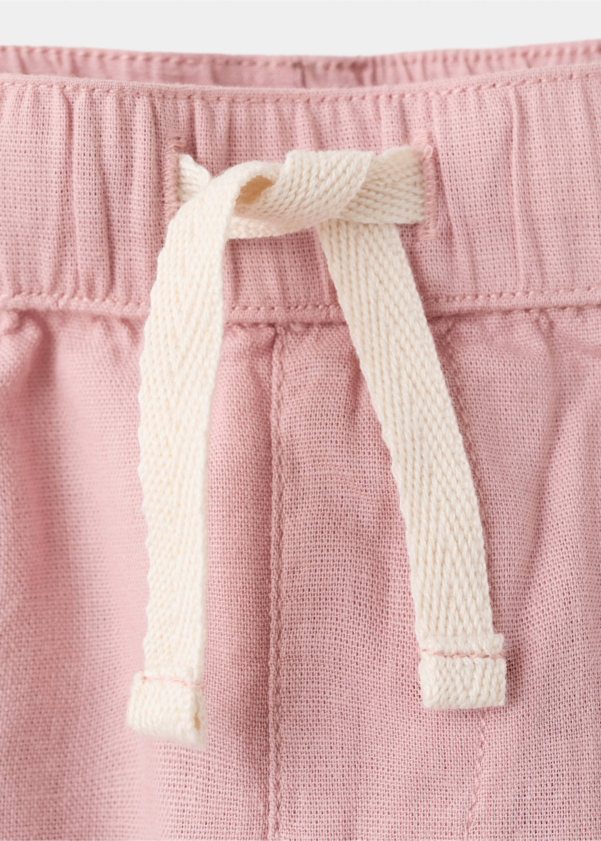 Linen-blend bermuda shorts with drawstring - Details of the article 8, Pink. Ref: 27036731-00.