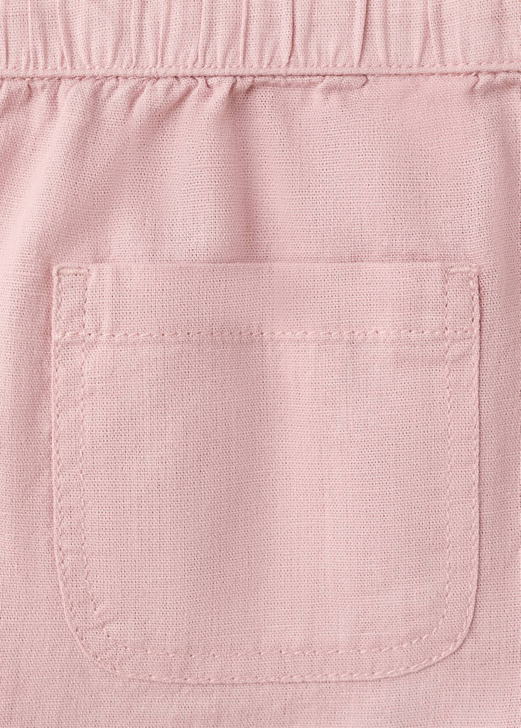 Linen-blend bermuda shorts with drawstring — Pink
