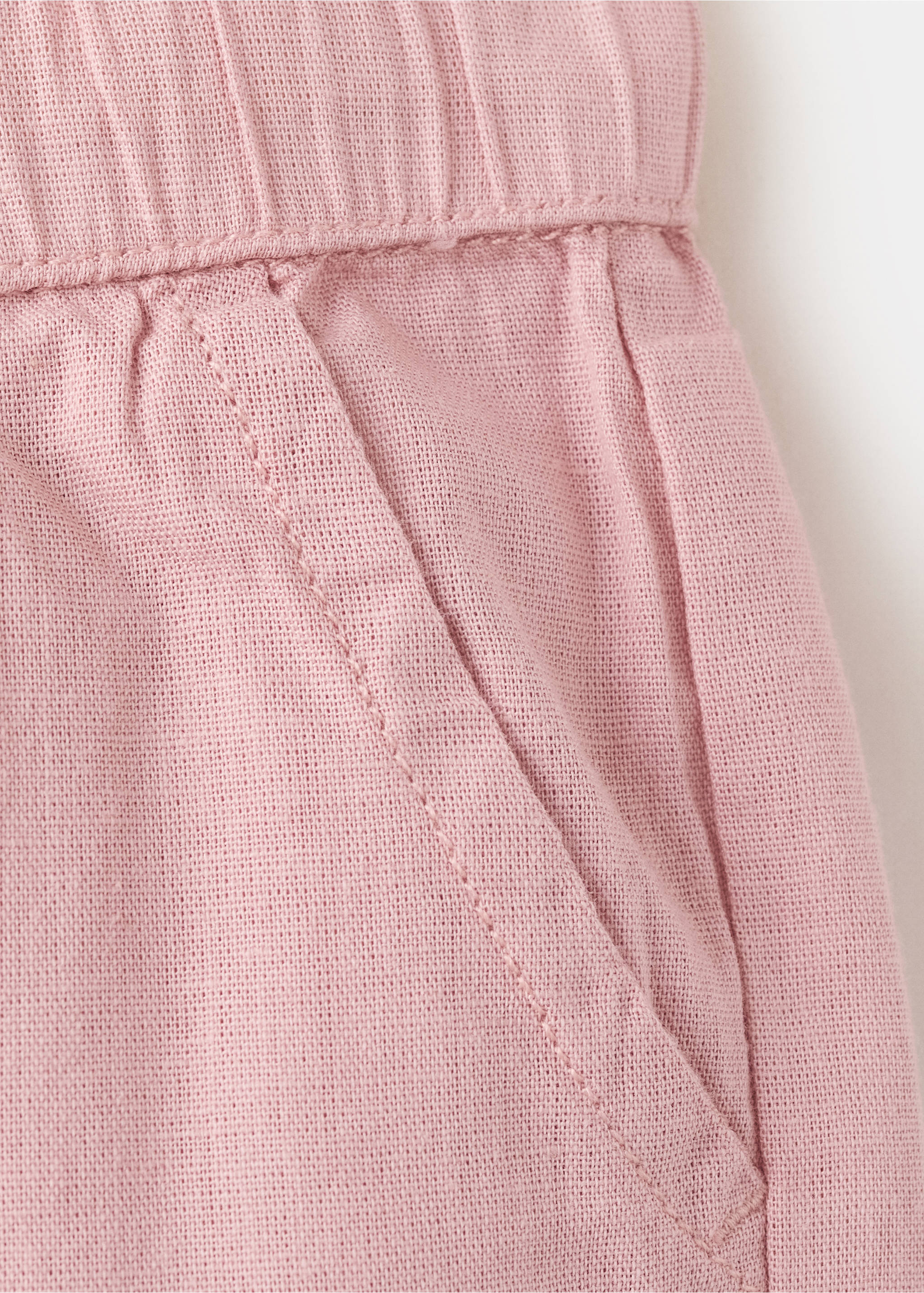 Linen-blend bermuda shorts with drawstring - Details of the article 0, Pink. Ref: 27036731-00.