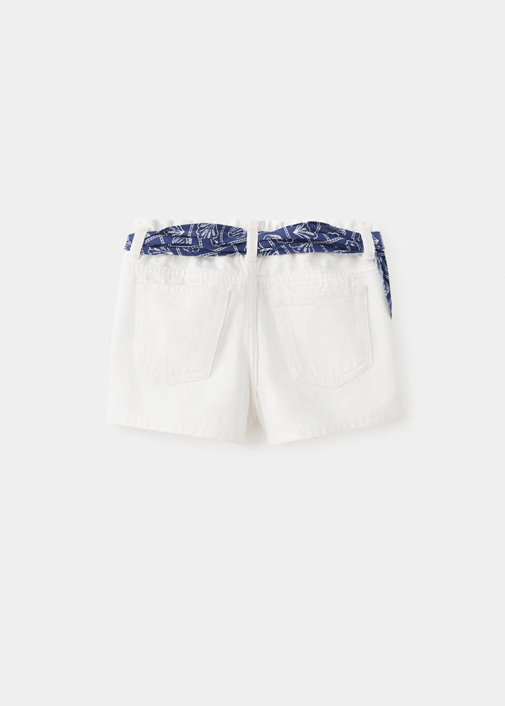 Scarf detail multi-position shorts — White