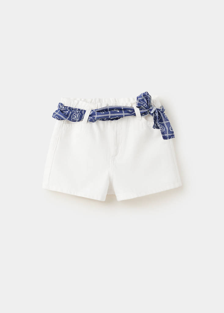 Scarf detail multi-position shorts — White
