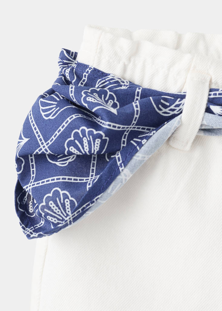 Scarf detail multi-position shorts — White