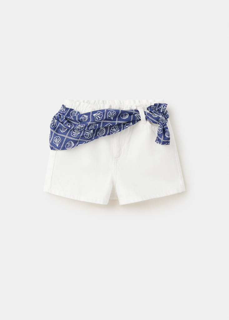 Scarf detail multi-position shorts — White