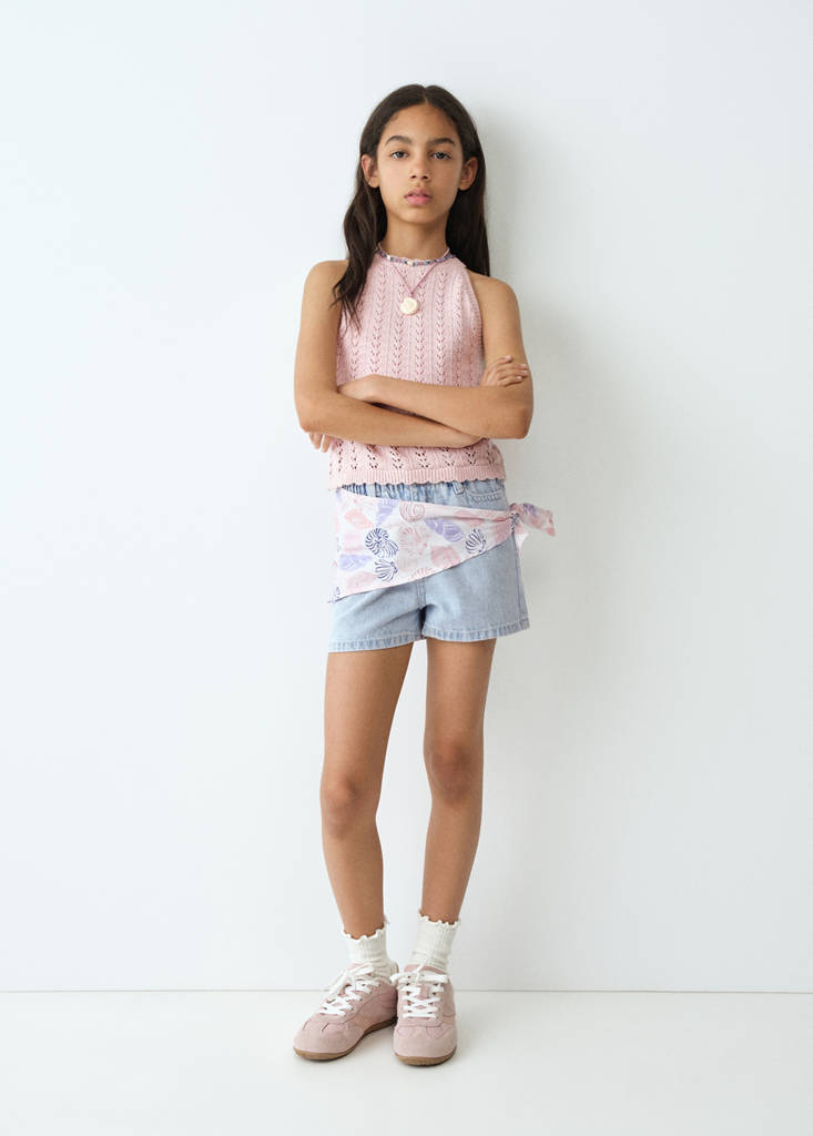 Scarf detail multi-position shorts — Light Blue