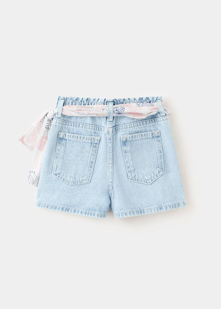Scarf detail multi-position shorts — Light Blue
