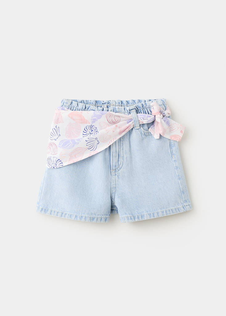 Scarf detail multi-position shorts — Light Blue