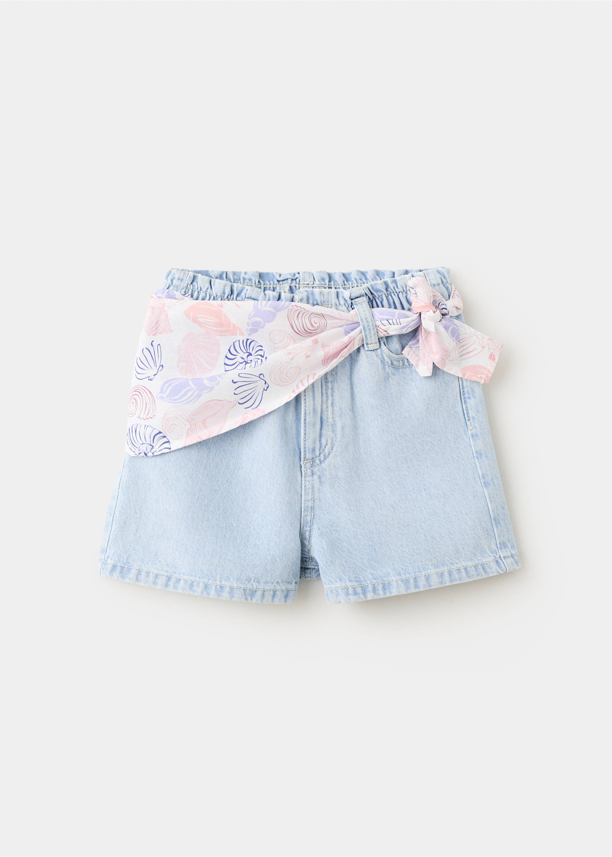 Scarf detail multi-position shorts - Details of the article 0, Light Blue. Ref: 27036732-00.
