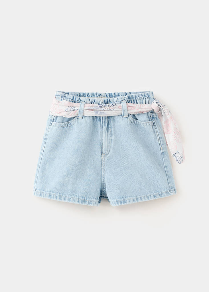 Scarf detail multi-position shorts — Light Blue